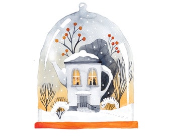 FINEART PRINT Teatime Teapot House Giclee Print