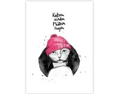 Postkarte „Katzen würden Mützen tragen“ Grußkarte für Catladies Katzenfans
