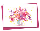 Grußkarte „Blumenstrauß mit Konfetti“ im 3er Set · Postkarte Glückwunschkarte Danke