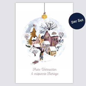 5er Set Klappkarte „Frohe Weihnachten“ Weihnachtskarte • auf Wunsch mit Umschlägen