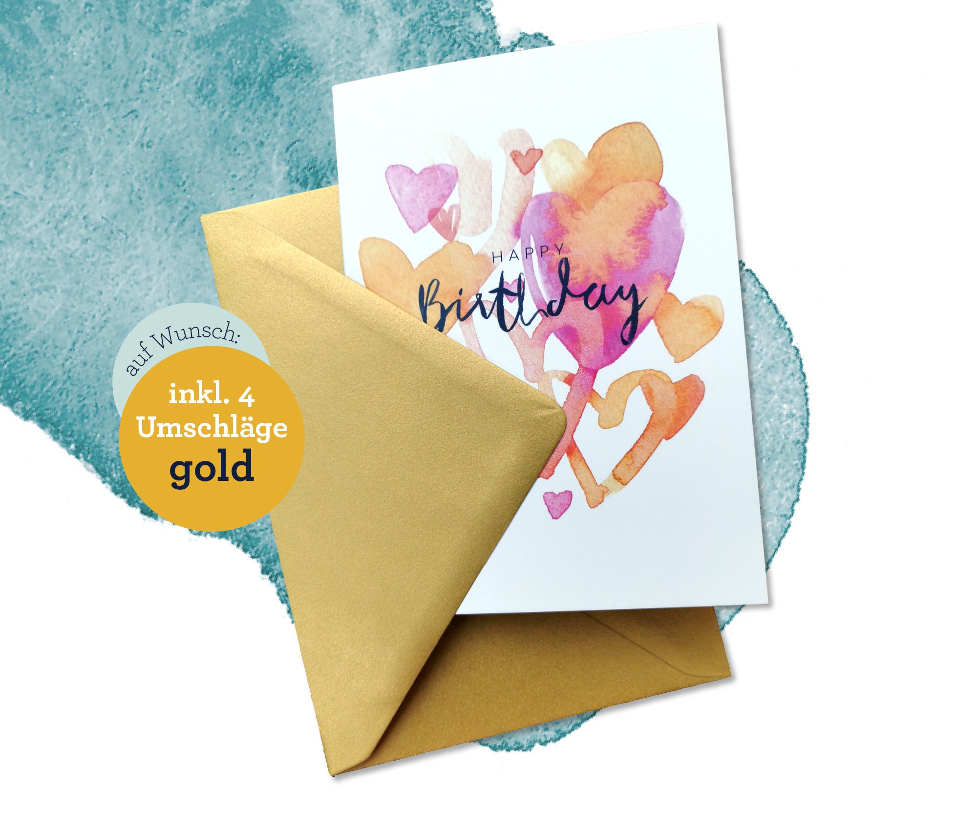 set of 4 folding card happy birthday birthday card etsy