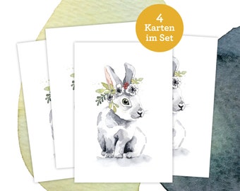 Easter card in a set of 4 “BoHo Bunny” • With envelopes upon request