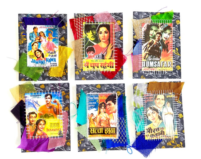 6 RETRO BOLLYWOOD indian movie poster Vintage cluster Ephemera Tags Set ...
