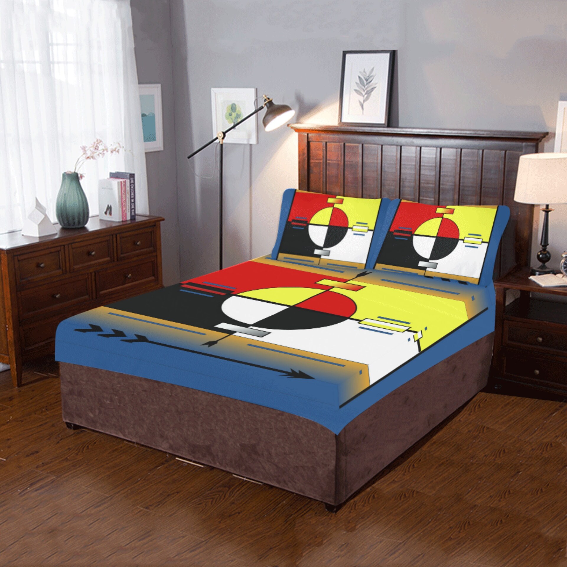 Medicine Wheel 3 Piece Bedding Set 1 