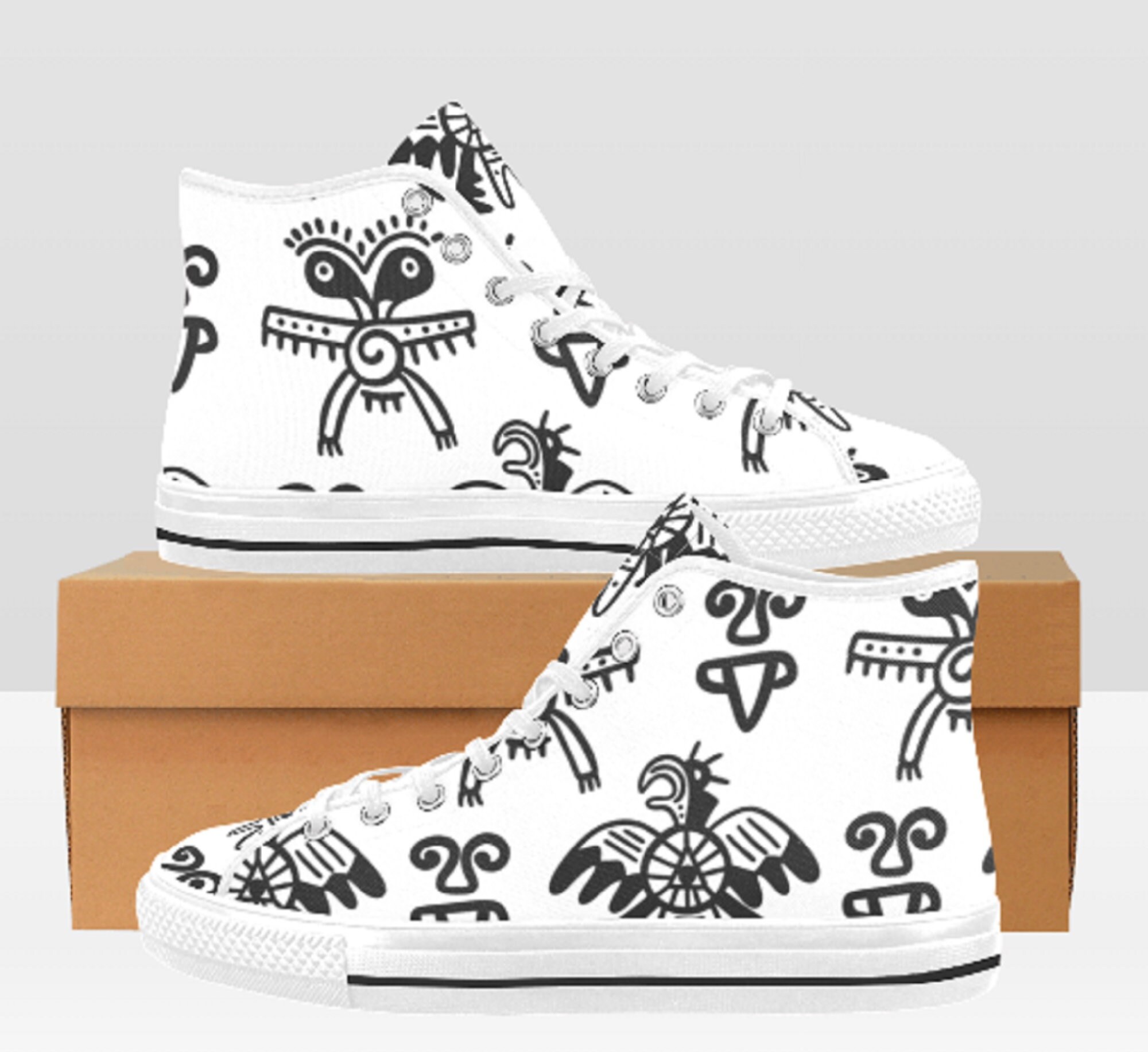 Woman's Tribal Black and White Designed Sneakers - Etsy