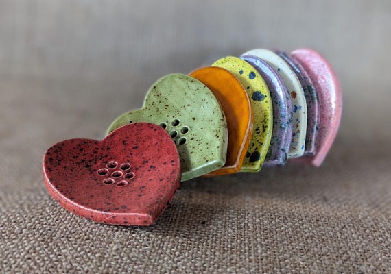 Ceramic Heart Shaped Soap Dish - Moorland Colours