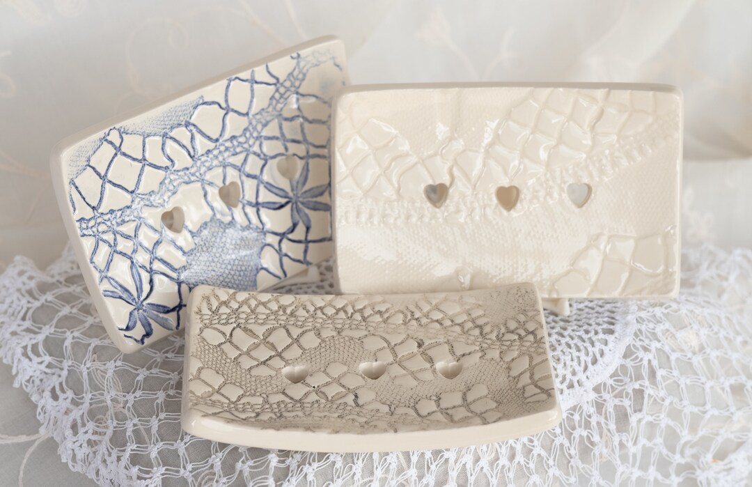 Lace Embossed Ceramic Soap Dish Etsy UK