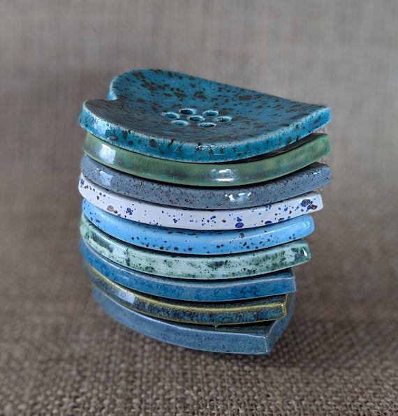 Ceramic Heart Shaped Soap Dish - Coastal Colours