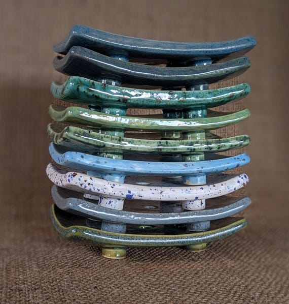 Rectangular Ceramic Soap Dish ~ Coastal Colours