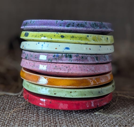 Circular Ceramic Soap Dish - Moorland Colours