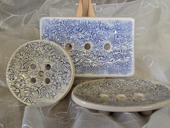 Floral Embossed Soap Dish