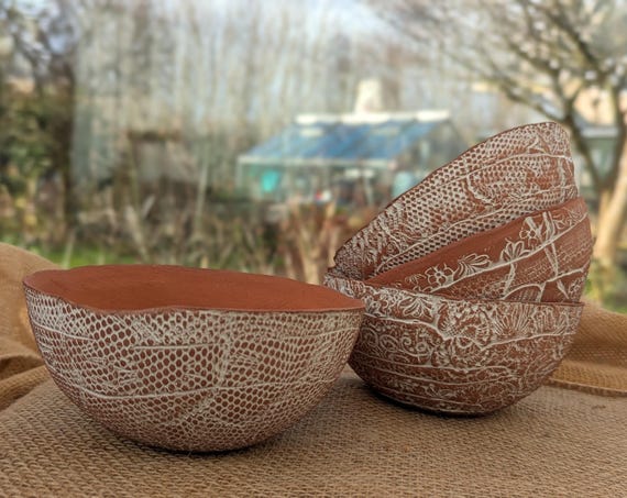 Terracotta Table Centerpiece: White Patterned Pot - Wedding Christmas Decor