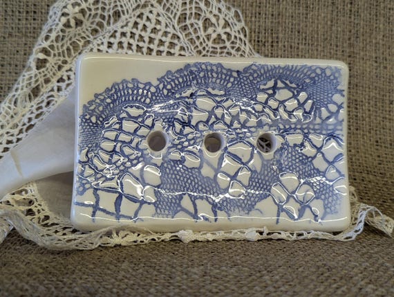 Lace Embossed Ceramic Soap Dish