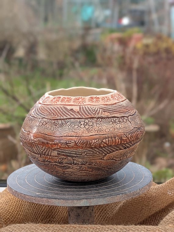 Hand Built Round Indoor Pots: Unique Vase