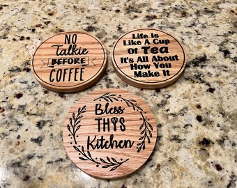 4" Oak Kitchen/Coffee/Tea Coasters