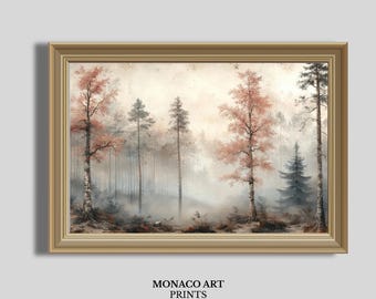 Nebliger Waldlandschaft Wall Art ruhige Naturszene (Digitaler Download)