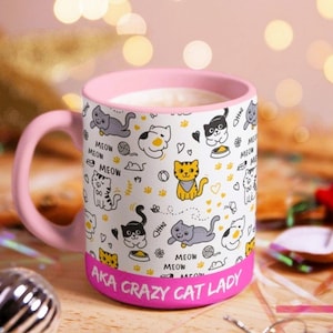 Crazy Cat Lady, Cat Lovers Mug, Cat Lover Gift For Her, Cat Gift For Her, Sister Mum Daughter Birthday Gift, Cat Lady Mug, Cute Cat Mug