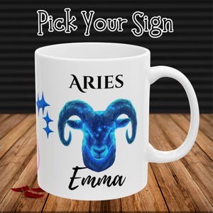 Custom Zodiac Mug, Personalized Astrology Coffee Cup With Name, Horoscope Sign, Unique Gift for Astrology Lovers, Celestial Design