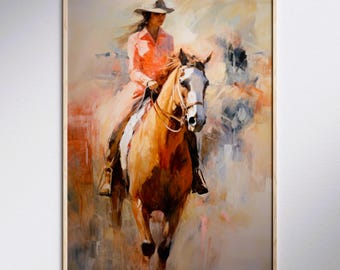 Cowgirl Riding Horse Western Wall Art Print (Digital Download)