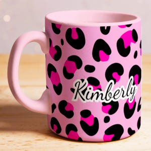 Leopard Print Coffee Mug, Personalised Ceramic Cup, Animal Print Tea Mug, Custom Gift for Coffee Lover, Unique Leopard Pattern Mug, Jungle