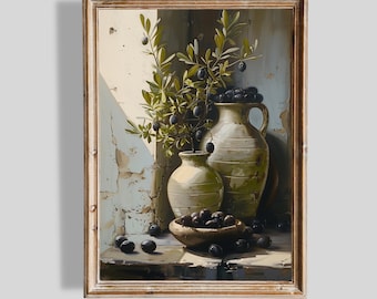 Olive Branch Art Print | Mediterranean Kitchen Decor Poster | (Digital Download)
