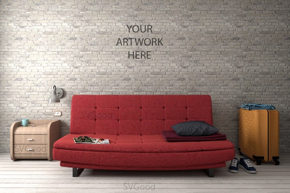 Brick Wall Mockup Empty Brick Wall Interior Stock Etsy