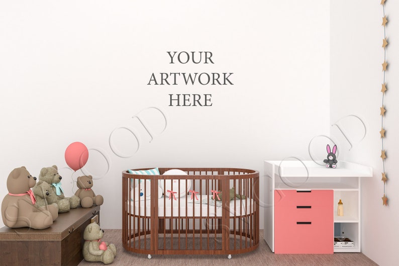 Baby Room Mockup JPG Nursery Mockup White Wall Mockup Etsy