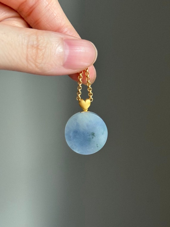 18k 翡翠 ジェダイト 紫 ラウンドペンダント - Etsy 日本