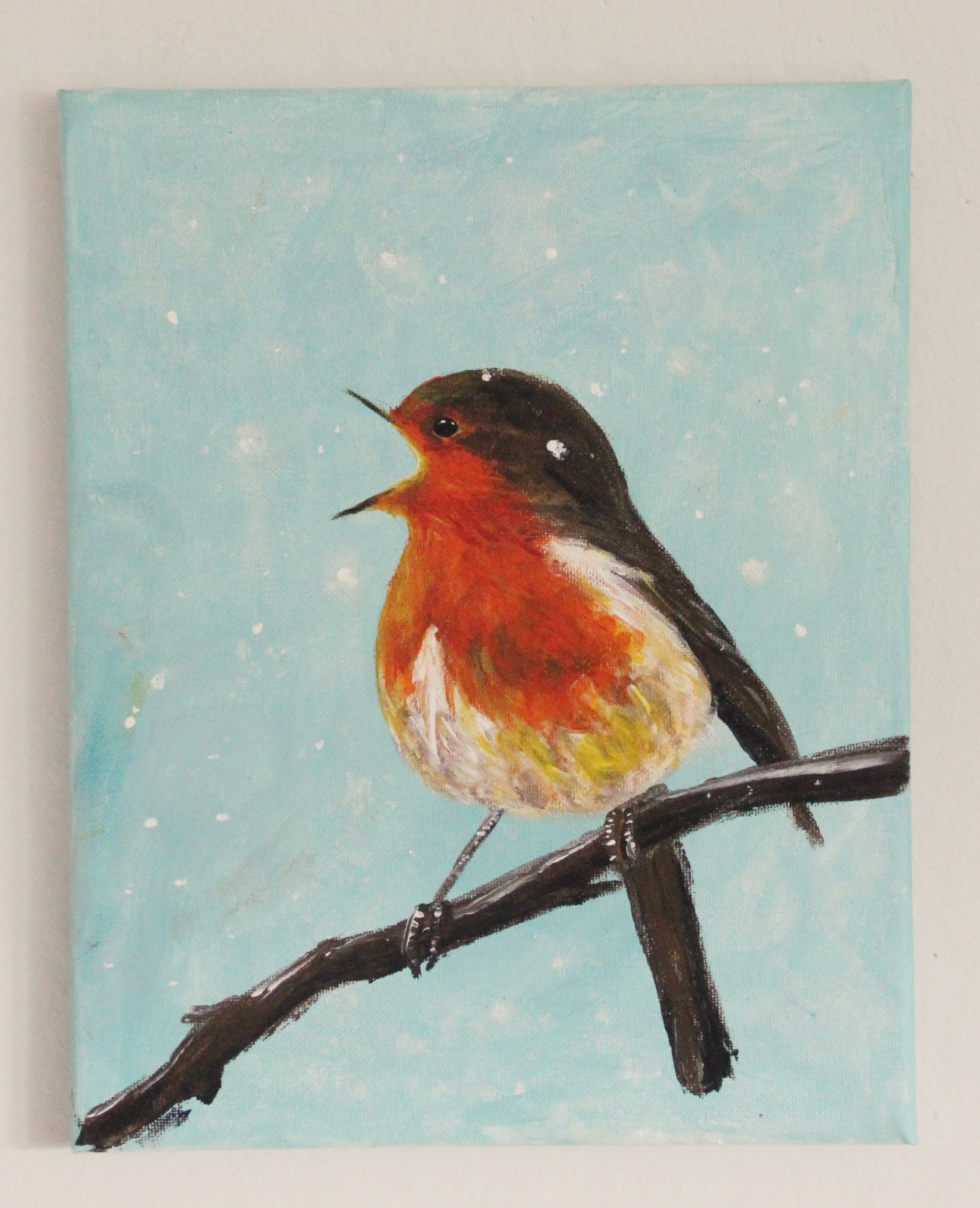 Original Acrylic Painting robin in the Snow Etsy UK