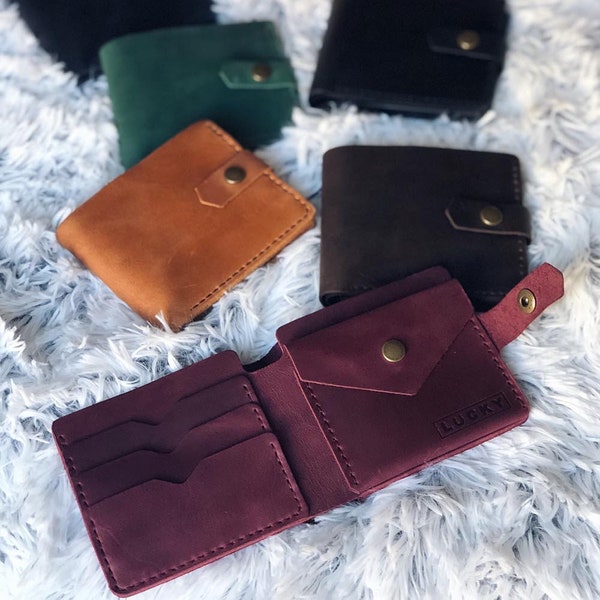 Cartera de cuero pequeña, billetera de cuero personalizada, billetera para mujeres, billetera de bolsillo, billetera para damas, idea de regalo del día de la madre, billetera de cuero para mujeres