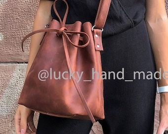 Bag For Women,Leather Crossbody Bag,Leather Bucket Bag For Women,Full Grain Leather Bucket Bag,Personalised Bag Women,Mother's Day Gift Bag