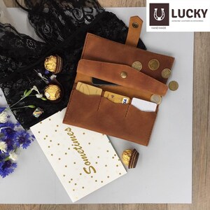 Leather Wallet for Women, Custom Wallet with Laser Engraving, Personalized Leather Wallet, Slim Long Leather Wallet with Coin Purse