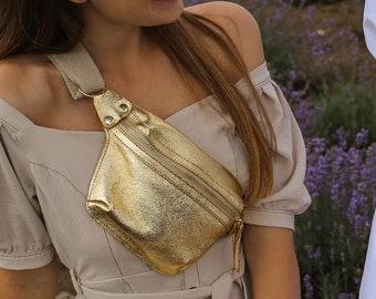 gold fanny pack