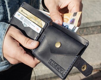 Cartera de cuero para hombres, cartera personalizada para mujeres, cartera de mujer hecha a mano con monedero, regalo de cuero tipo bolsa para mujeres, cartera para mujeres