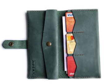 Personalised Full Grain Leather Wallet,Wallet Women,Womens Wallet,Leather Wallet Women,Leather Wallet Men,Green Leather Wallet,Chritmas Gift