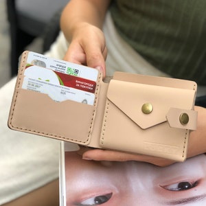 Carteira pequena personalizada para mulheres, carteira de couro genuíno para mulheres, carteira feminina, bolsa de carteira de couro, carteira dobrável como um presente feminino