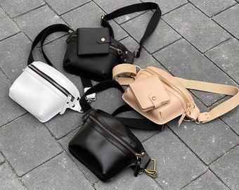 Sac banane en cuir, sac bandoulière en cuir pour femme, sac banane unisexe avec personnalisation, sac banane comme cadeau en cuir, sac ceinture pour femme