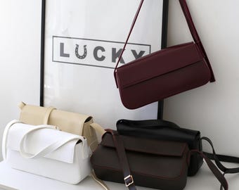 Vegan Leather Shoulder Bag, Small Crossbody Purse, Compact Everyday Handbag