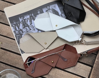 Leather Glasses & Sunglass Case for Women, Minimalist Leather Eyeglasses Case, Personalized Soft Leather Glasses Holder, Sunglasses Case