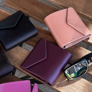 Cartera pequeña para mujer, Cartera de mujer, Monedero de piel, Regalo para mujer, Cartera plegable, Cartera para mujer, Cartera para ella, Mini cartera, Idea de regalo de Navidad