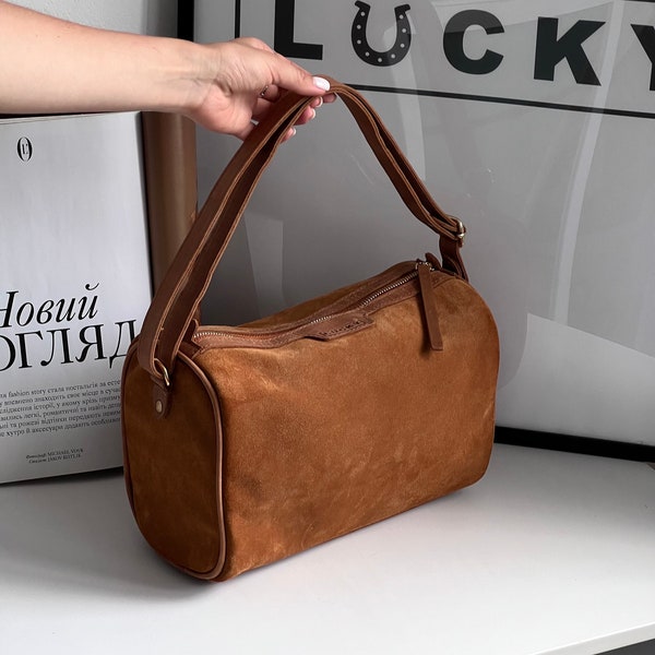 Sac seau en cuir,Sac en cuir suédé femme,Sac à bandoulière,Sac en cuir véritable,Sac en daim fait main,Sac à main femme,Cadeau fête des mères femme