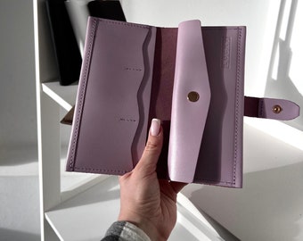 Personalisierte Brieftasche, Minimalst Leder Portemonnaie mit Geldbörse, Leder Geldbörse, Benutzerdefinierte Damen Brieftasche, Gravierte Leder Portemonnaie mit Kartenhalter
