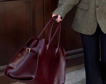 Wine Red Shoulder Tote -  Eco Leather Spacious Everyday Handbag