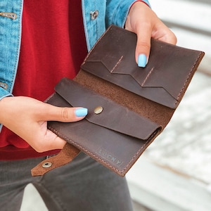 Full Grain Leather Wallet for Woman, Personalised Leather Wallet, Leather Wallet as a Women Gift, Wallet For Women,Mother&#39;s Day Gift Idea