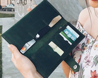 Personalized Leather Wallet,Handmade Wallet with Laser Engraving,Womens Wallet with Coin Purse, Leather Purse for Womens,Mother's Day Gift