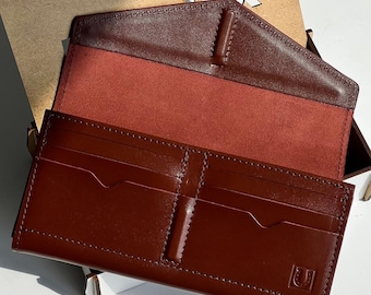 Lederbrieftasche mit Geldbörse, Lederbrieftasche für Damen, personalisierte benutzerdefinierte Brieftasche mit Gravur, Muttertagsgeschenk, schmale Lederbrieftasche