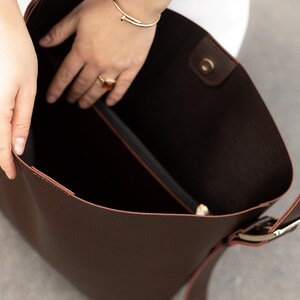 Vegan Leather Shoulder Bag, Eco Leather Hobo Bags for Women, Women's Shopper Bag like Gift, Big Shopper Bag, Handmade Tote Bag Aesthetic image 14