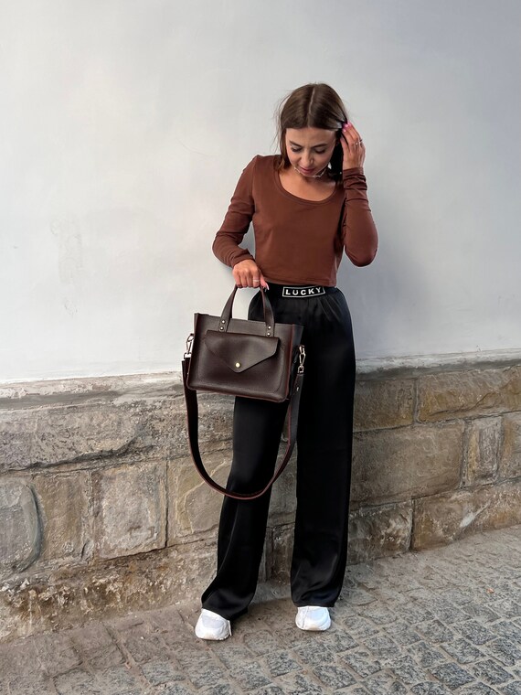 Vintage 80s Original Roots Leather Shoulder Bag Oiled Hide