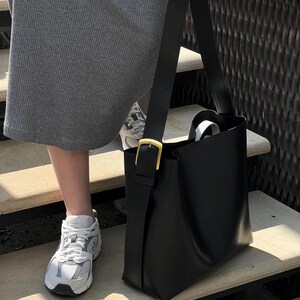 Shoulder Bag, Eco Leather Hobo Bags for Women, Vegan Leather Shoulder Bag, Women Shopper Bag, Leather Hobo Bag, Women's Gift Shoulder Bag Black Eco Leather