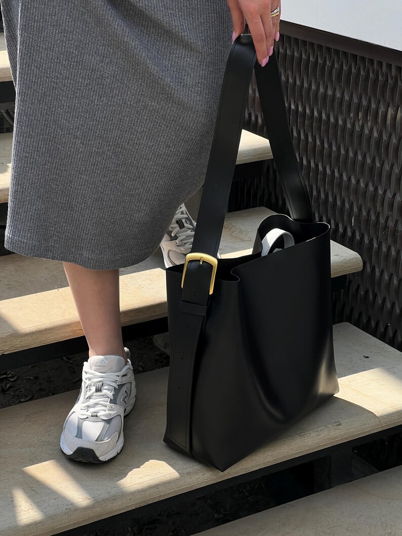 Shoulder Bag, Eco Leather Hobo Bags for Women, Vegan Leather Shoulder Bag, Women Shopper Bag, Leather Hobo Bag, Women's Gift Shoulder Bag Black Eco Leather